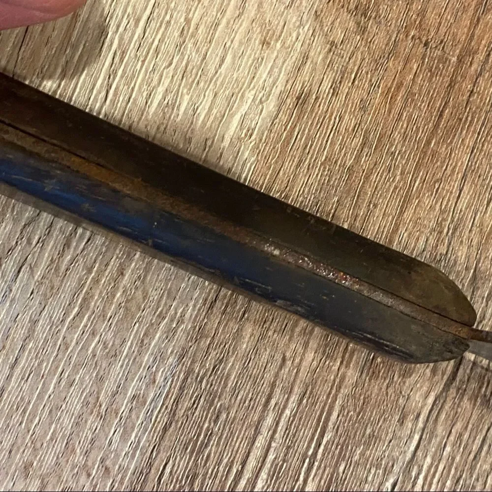 Vintage Antique Meat Cleaver w Wood Handle 3 Brass Pin 12 Inch